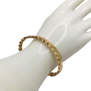 Gold Stretch Bracelet Rounded Square Metal Bead Stretch Bracelet